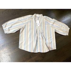 NWT~NOA NOA ORGANIC SMOOTH POPLIN‎ BLOUSE STRIPED~ 46